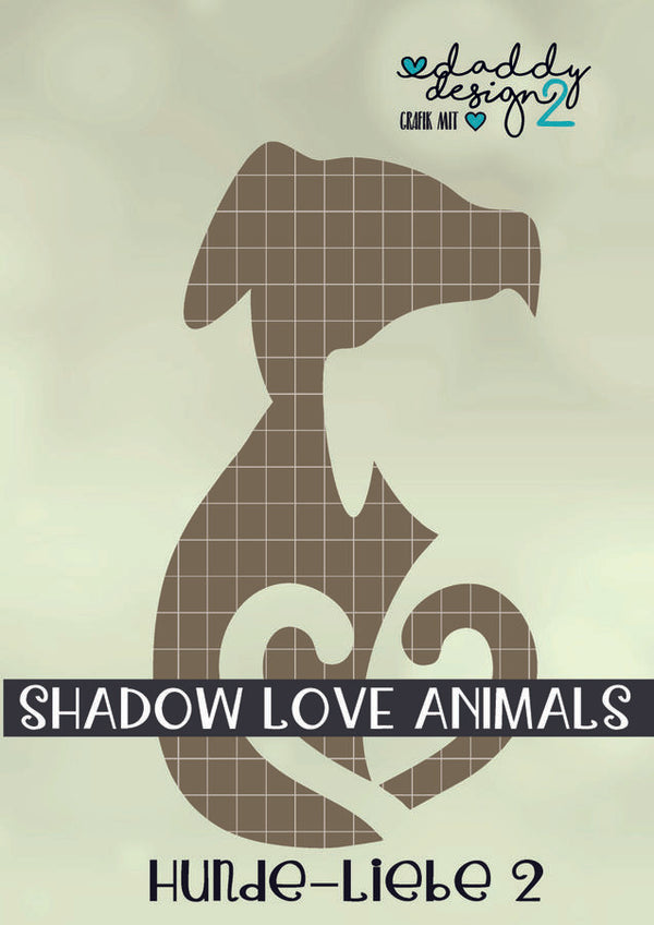 Plotterdatei "Hunde-Liebe 2 - Shadow-Love-Animals- Illusions" von Daddy2Design. Mama / Papa mit Kind Liebes-Shadows - Jede Folie / Farbe / Stoff ist möglich und es entstehen tolle Effekte.  - Schriftzug - Schrift - Plott - Plotten - Hund - Katze - Tier - bellen -  Haustier - Mops - Drucken - Glückpunkt.